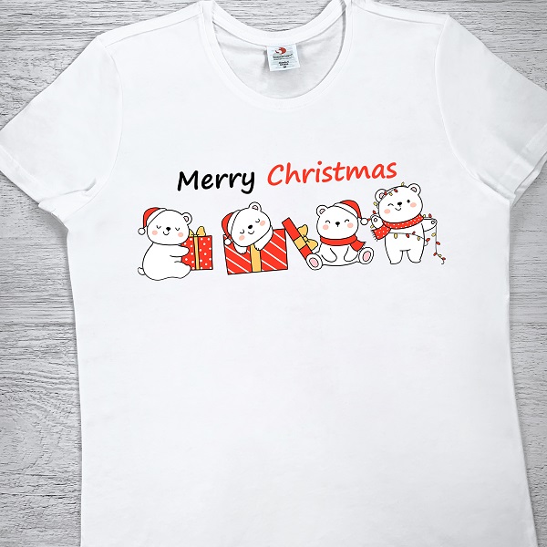 футболки з принтом - Merry Christmas (Медведики)
