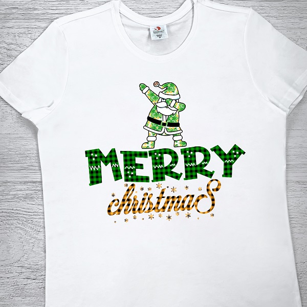 футболки з принтом - Merry Christmas (santa)