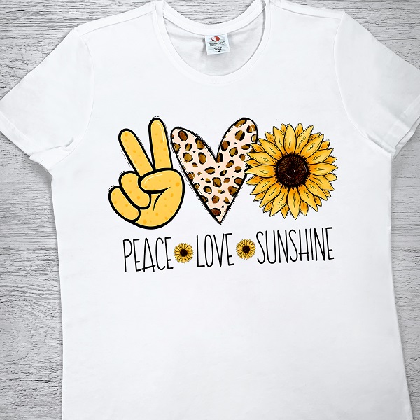 футболки з принтом - Peace, Love, Sunshine
