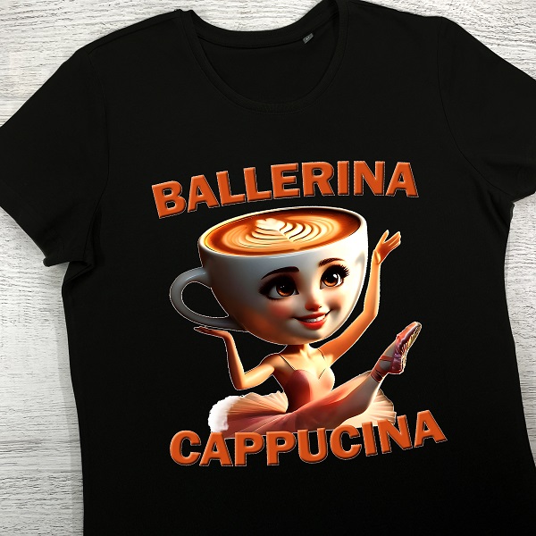 футболки з принтом - Ballerina Cappucina (чорна)